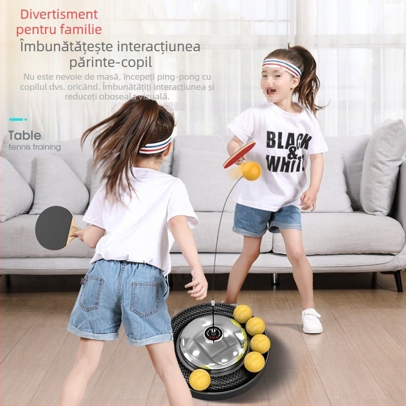 Dispozitiv de antrenament la tenis de masă pentru uz casnic – antrenament autonom, joc în familie, 3–5 ani, versiune pentru adulți