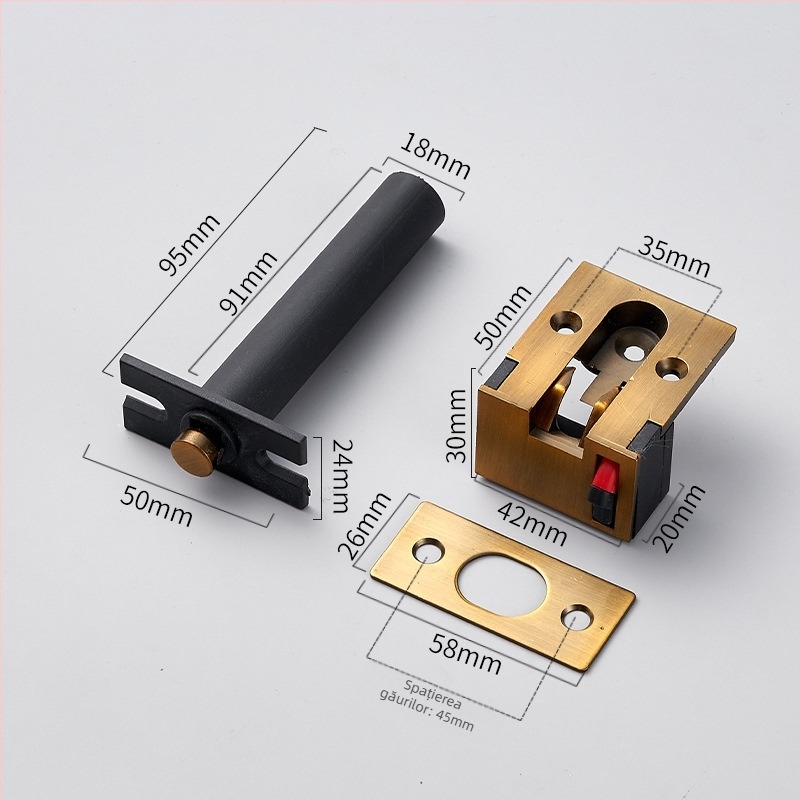 Lanț de ușă ascuns anti-furt, din oțel inoxidabil, încuietoare tip F, placare electrolitică
