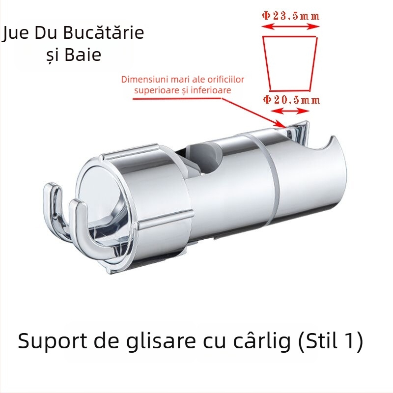 Suport pentru duș cu două cârlige, fără găuri, țeavă reglabilă, suport pentru capul de duș – accesorii set duș (Model: 8888 • Material: Plastic • Finisare: Electroplating • Brand: Juedu)