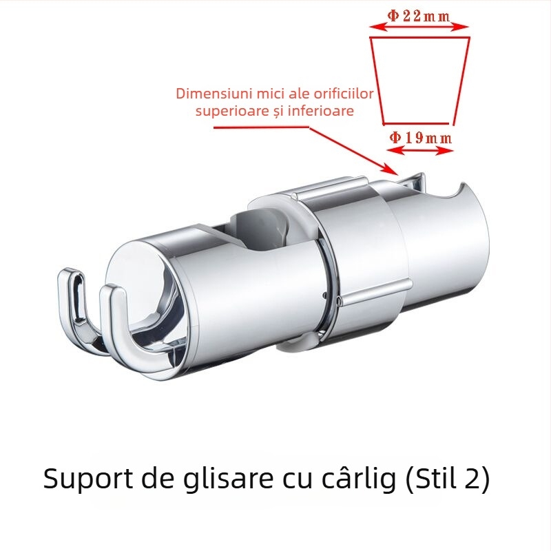 Suport pentru duș cu două cârlige, fără găuri, țeavă reglabilă, suport pentru capul de duș – accesorii set duș (Model: 8888 • Material: Plastic • Finisare: Electroplating • Brand: Juedu)