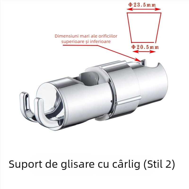 Suport pentru duș cu două cârlige, fără găuri, țeavă reglabilă, suport pentru capul de duș – accesorii set duș (Model: 8888 • Material: Plastic • Finisare: Electroplating • Brand: Juedu)