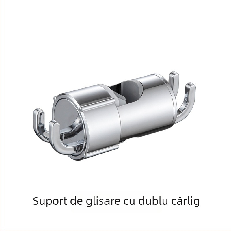 Suport pentru duș cu două cârlige, fără găuri, țeavă reglabilă, suport pentru capul de duș – accesorii set duș (Model: 8888 • Material: Plastic • Finisare: Electroplating • Brand: Juedu)