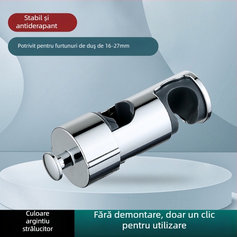 Suport pentru duș cu două cârlige, fără găuri, țeavă reglabilă, suport pentru capul de duș – accesorii set duș (Model: 8888 • Material: Plastic • Finisare: Electroplating • Brand: Juedu)