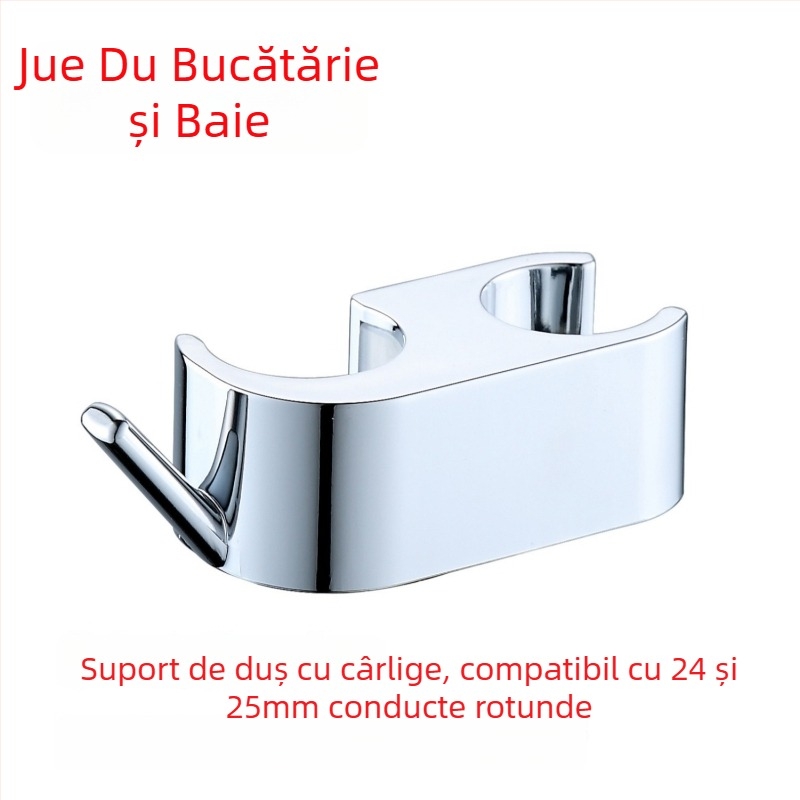 Suport pentru duș cu două cârlige, fără găuri, țeavă reglabilă, suport pentru capul de duș – accesorii set duș (Model: 8888 • Material: Plastic • Finisare: Electroplating • Brand: Juedu)