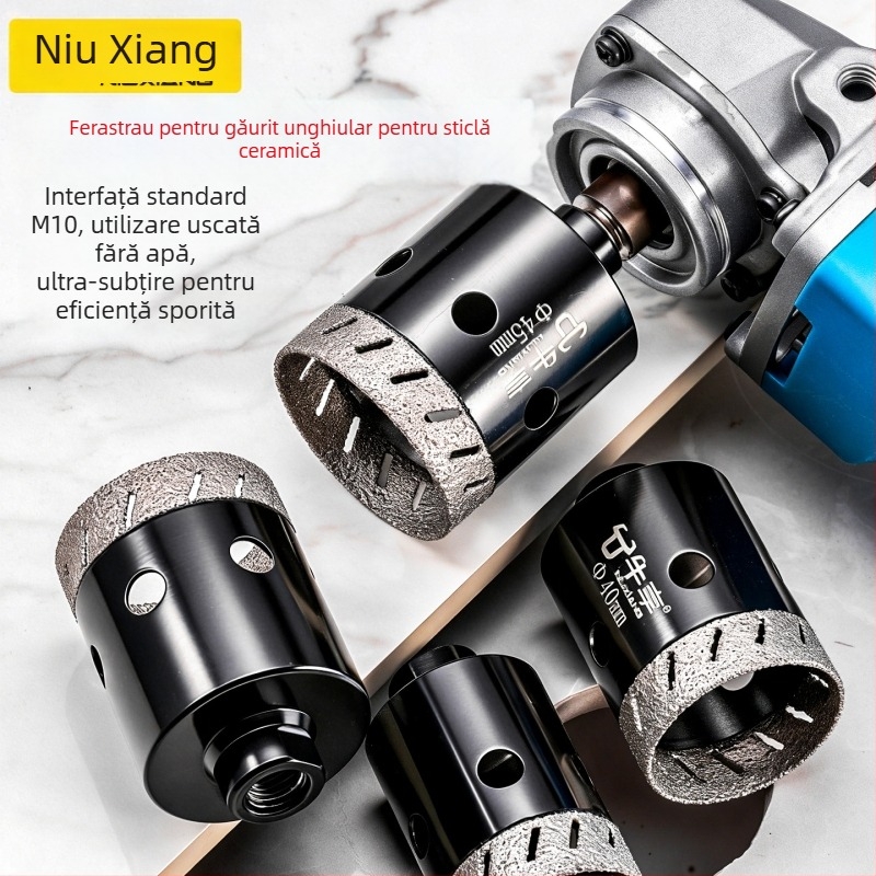 Deschizător de găuri pentru polizor unghiular pentru plăci ceramice și sticlă — ultra-subțire, cu mai multe găuri, deschidere lată, găurire uscată