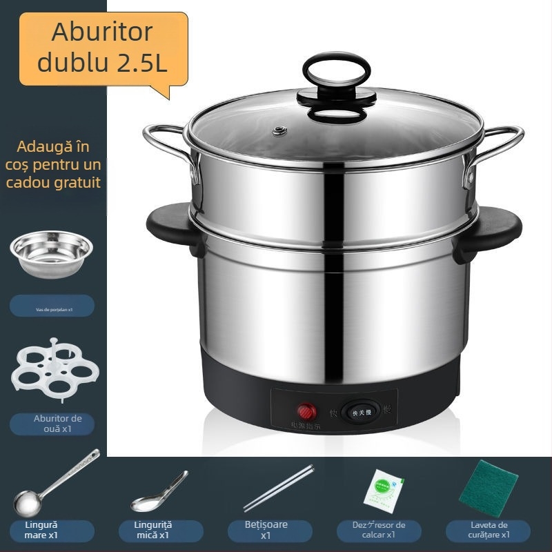 Oală electrică din oțel inoxidabil – multifuncțională, vas interior detașabil și lavabil