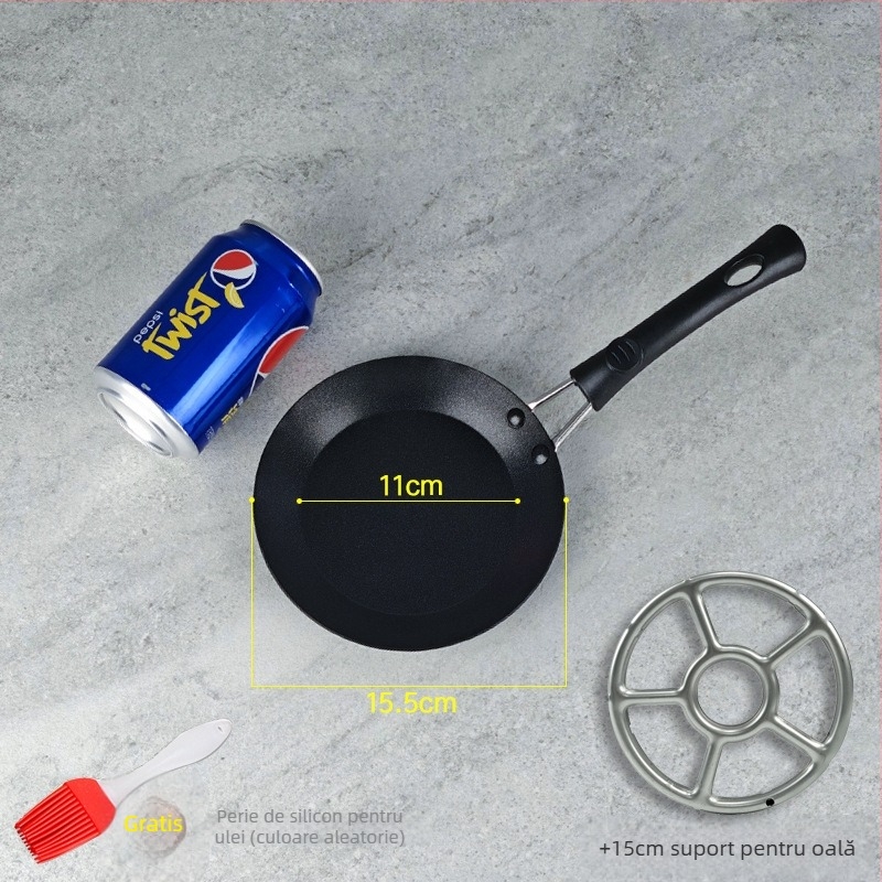 Trendy Cube Mini Tigaie Antiaderentă pentru Ouă, cu Capac din Sticlă Temperată – Fier Fin, Compatibilă cu Toate Plitele