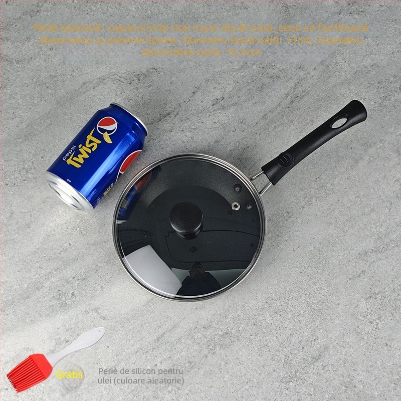 Trendy Cube Mini Tigaie Antiaderentă pentru Ouă, cu Capac din Sticlă Temperată – Fier Fin, Compatibilă cu Toate Plitele