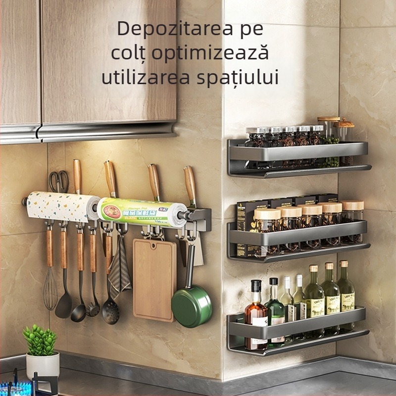 Suport pentru cuțite din oțel inoxidabil, depozitare de bucătărie multipurpose, montaj pe perete, stil chinezesc modern