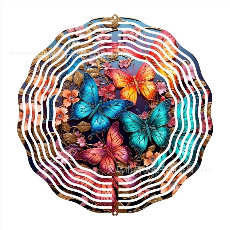 Clopoțel de vânt 3D din metal cu motif animal — decor metalic imprimat pentru curți, grădini și balcoane