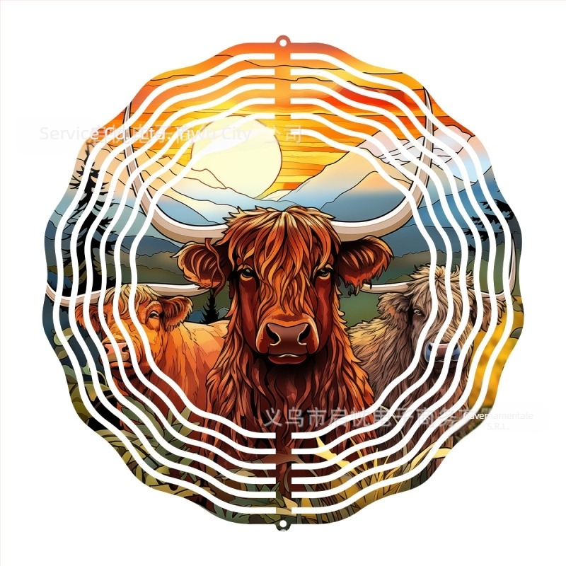 Clopoțel de vânt 3D din metal cu motif animal — decor metalic imprimat pentru curți, grădini și balcoane