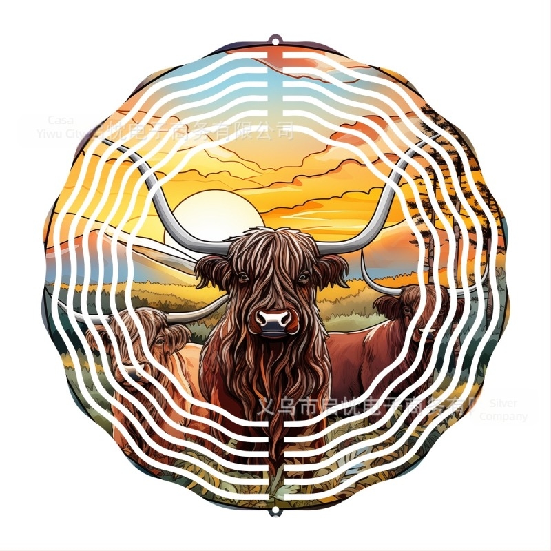 Clopoțel de vânt 3D din metal cu motif animal — decor metalic imprimat pentru curți, grădini și balcoane