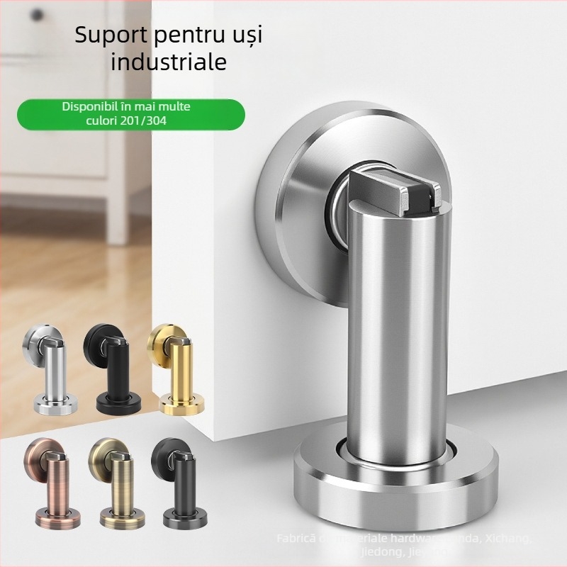 Stop magnet pentru uși, din oțel inoxidabil, model 888, montaj pe perete sau pe podea, suprafață lustruită