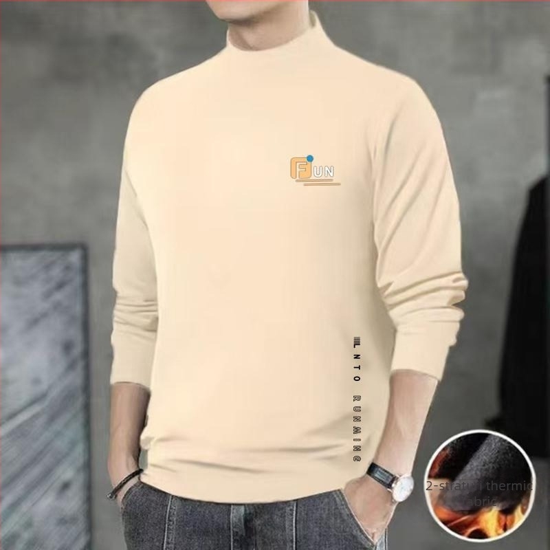 Top termic pentru bărbați – guler înalt, fleece, mâneci lungi, croială Slim, amestec de poliester