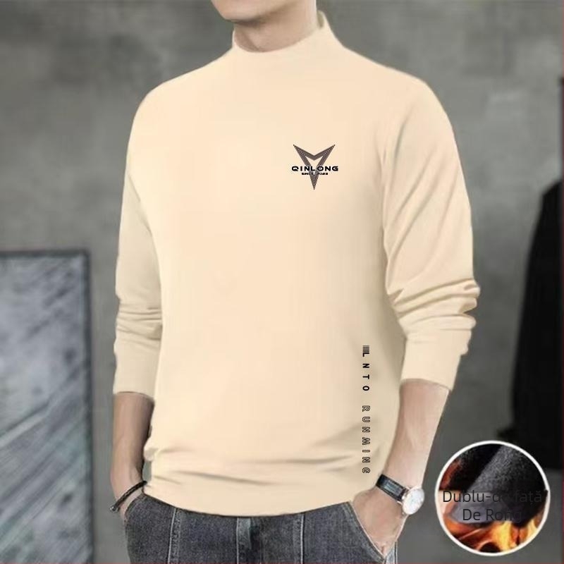 Top termic pentru bărbați – guler înalt, fleece, mâneci lungi, croială Slim, amestec de poliester