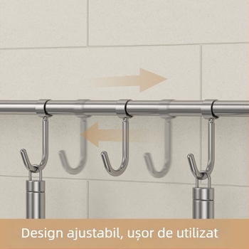 Raft pentru tacâmuri din oțel inoxidabil, finisaj șlefuit – montaj pe perete, cu bară unică