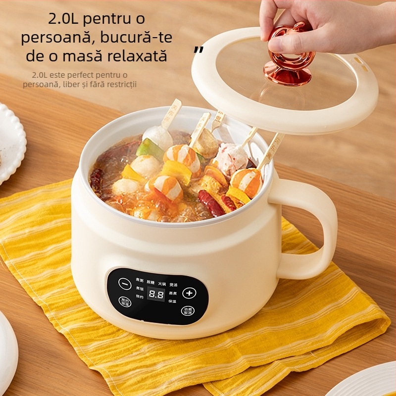 Gătitor electric mini cu design all-in-one, capacitate 2 L, încălzire cu abur, control prin microcomputer și temporizator inteligent, pentru 2–3 persoane