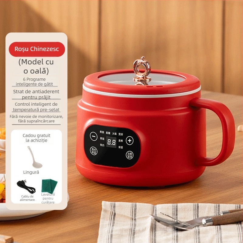 Gătitor electric mini cu design all-in-one, capacitate 2 L, încălzire cu abur, control prin microcomputer și temporizator inteligent, pentru 2–3 persoane
