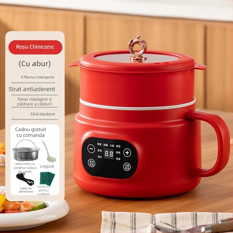 Gătitor electric mini cu design all-in-one, capacitate 2 L, încălzire cu abur, control prin microcomputer și temporizator inteligent, pentru 2–3 persoane