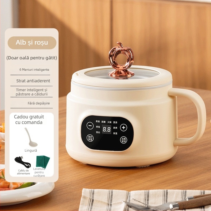 Gătitor electric mini cu design all-in-one, capacitate 2 L, încălzire cu abur, control prin microcomputer și temporizator inteligent, pentru 2–3 persoane