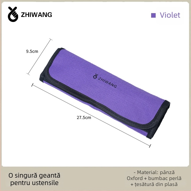 Set de tacâmuri din oțel inoxidabil, 14 piese, cu husă de depozitare, pentru camping, grătar și călătorii — cuțit, furculiță, lingură și bețișoare