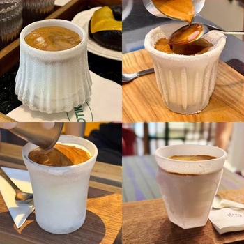 Ceașcă de cafea din sticlă, congelabilă, stil retro ușor lux, ambalată într-o cutie de carton