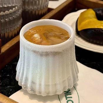 Ceașcă de cafea din sticlă, congelabilă, stil retro ușor lux, ambalată într-o cutie de carton