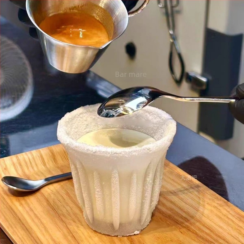 Ceașcă de cafea din sticlă, congelabilă, stil retro ușor lux, ambalată într-o cutie de carton