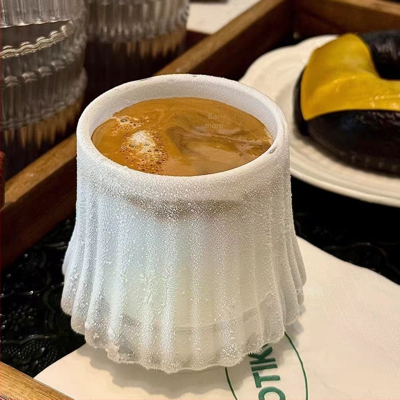 Ceașcă de cafea din sticlă, congelabilă, stil retro ușor lux, ambalată într-o cutie de carton