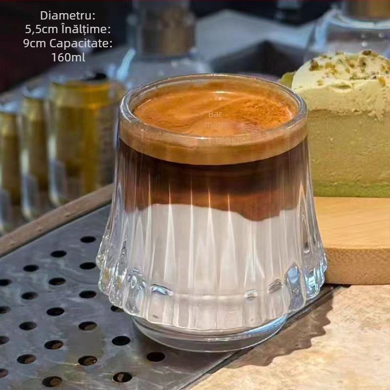 Ceașcă de cafea din sticlă, congelabilă, stil retro ușor lux, ambalată într-o cutie de carton