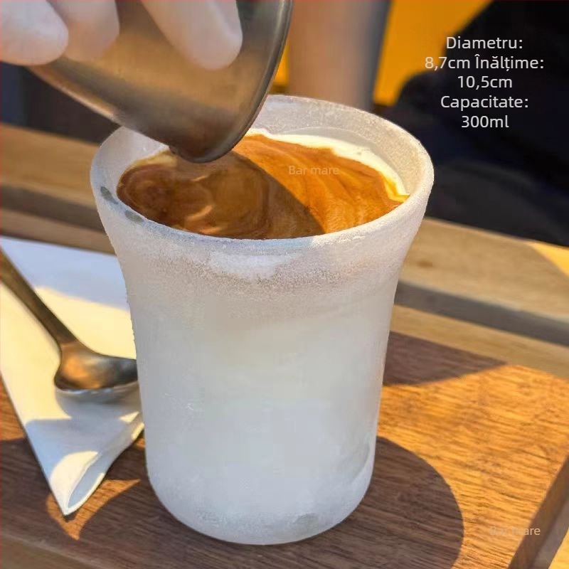 Ceașcă de cafea din sticlă, congelabilă, stil retro ușor lux, ambalată într-o cutie de carton