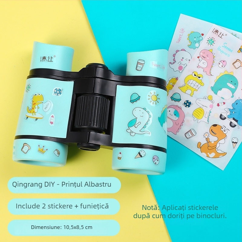 Binoclu-jucărie pentru copii, design camuflaj outdoor, înveliș din cauciuc antșoc, pupila de ieșire 5mm+