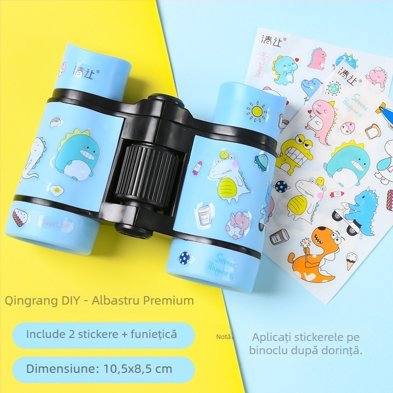 Binoclu-jucărie pentru copii, design camuflaj outdoor, înveliș din cauciuc antșoc, pupila de ieșire 5mm+