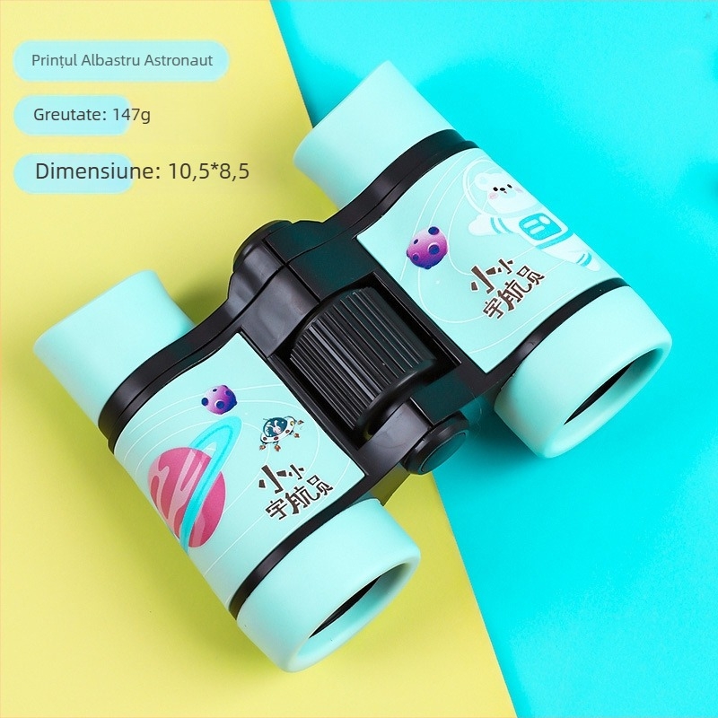 Binoclu-jucărie pentru copii, design camuflaj outdoor, înveliș din cauciuc antșoc, pupila de ieșire 5mm+