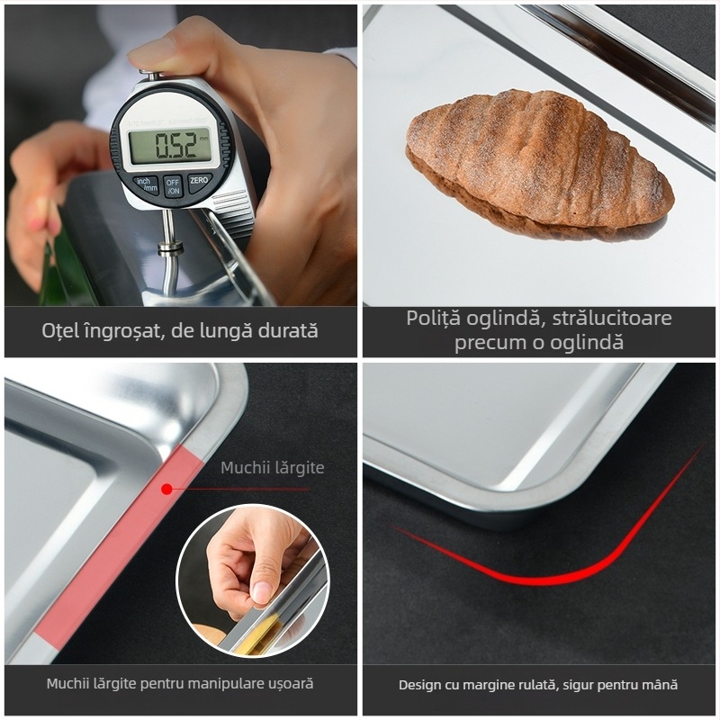 Tavă pătrată din fier cu design îngroșat și adânc, finisaj electroforetic, pliabil