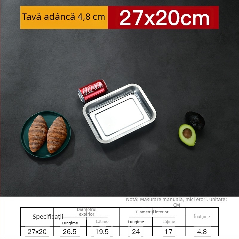 Tavă pătrată din fier cu design îngroșat și adânc, finisaj electroforetic, pliabil