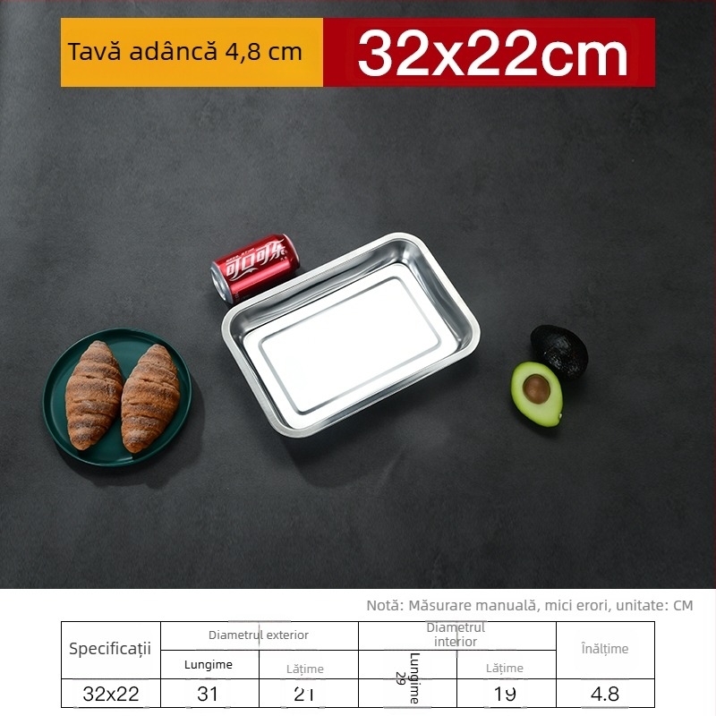 Tavă pătrată din fier cu design îngroșat și adânc, finisaj electroforetic, pliabil