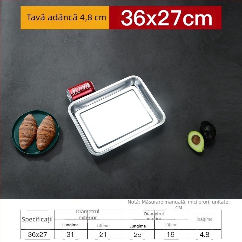 Tavă pătrată din fier cu design îngroșat și adânc, finisaj electroforetic, pliabil