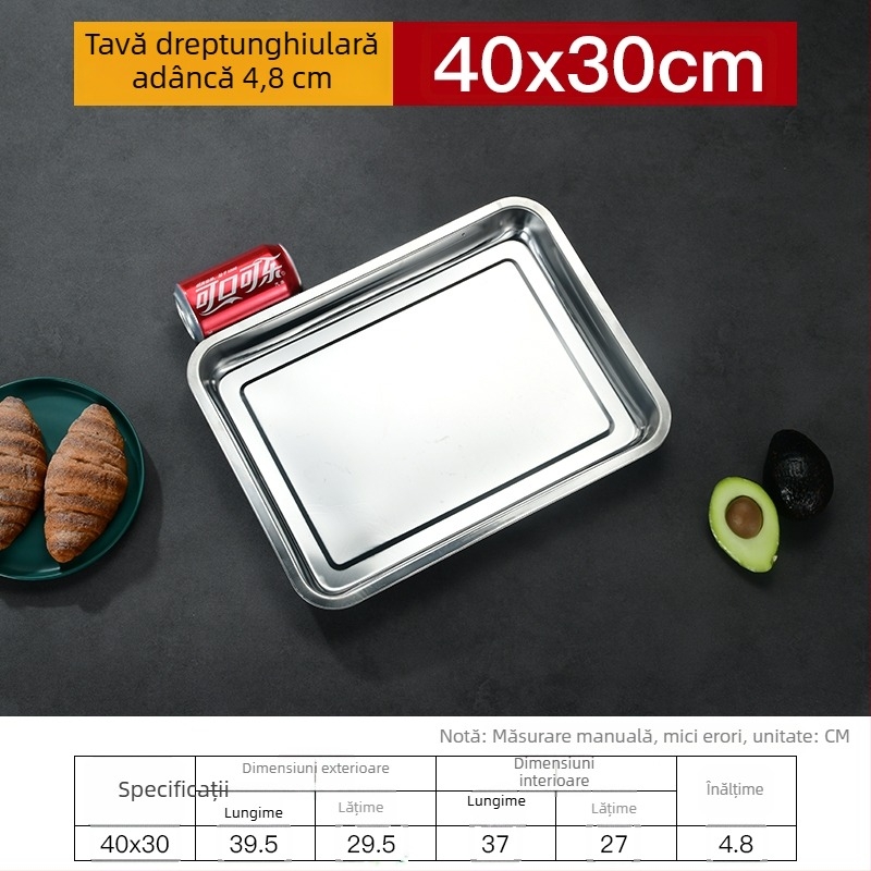 Tavă pătrată din fier cu design îngroșat și adânc, finisaj electroforetic, pliabil