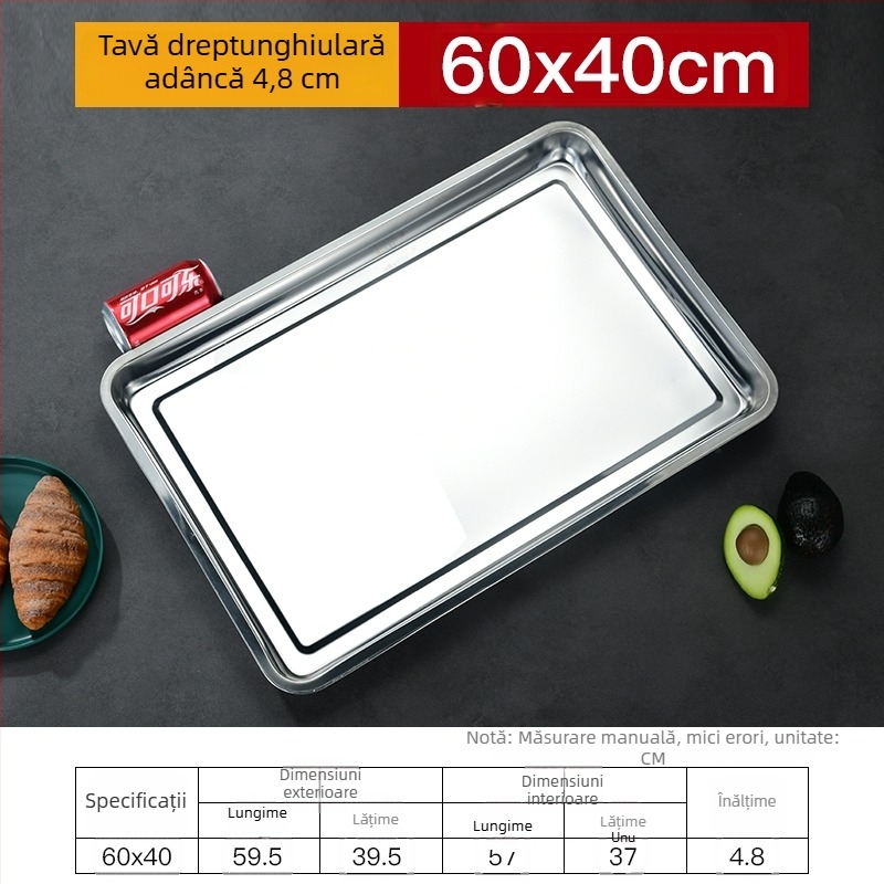 Tavă pătrată din fier cu design îngroșat și adânc, finisaj electroforetic, pliabil