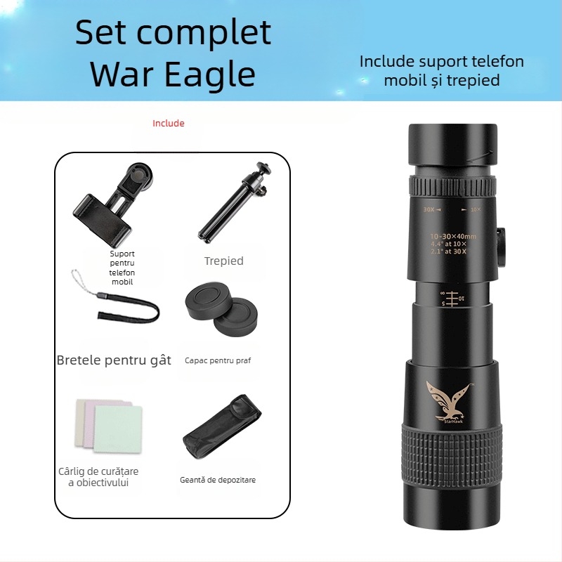 Telescop monocular cu putere mare, imagine HD, vizualizare nocturnă, protecție din cauciuc antișoc, model 985