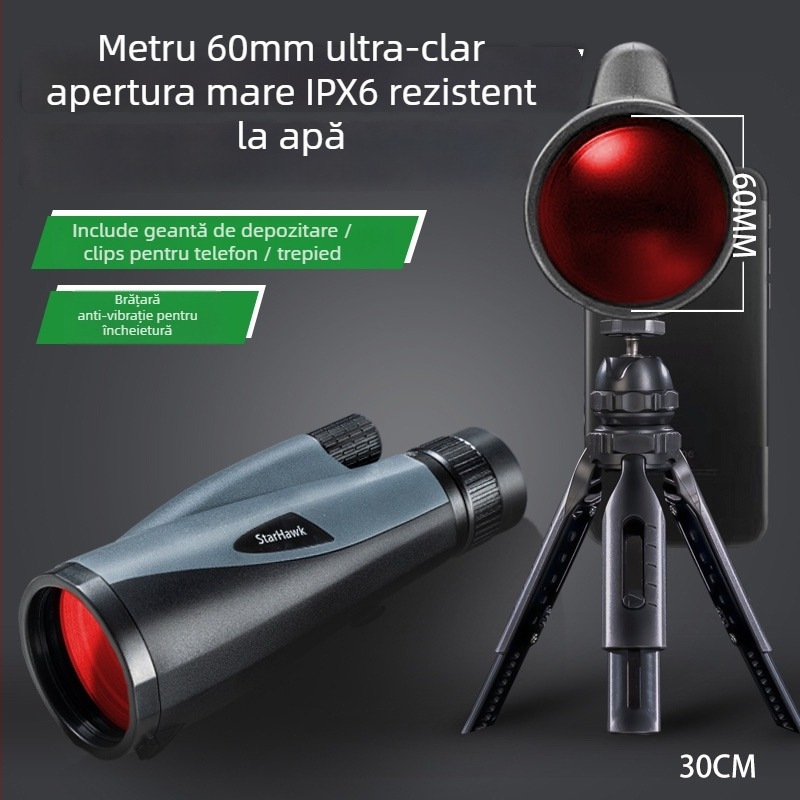 Telescop monocular cu putere mare, imagine HD, vizualizare nocturnă, protecție din cauciuc antișoc, model 985