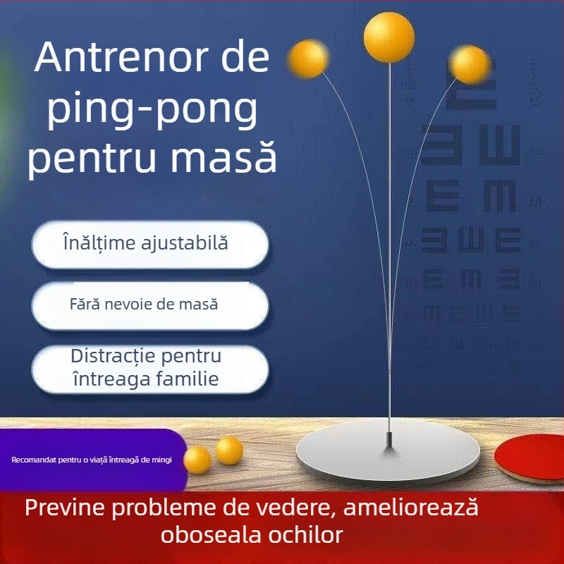 Antrenor de tenis de masă cu ax moale și minge de vedere pentru antrenament solo pentru seniori, bază metalică