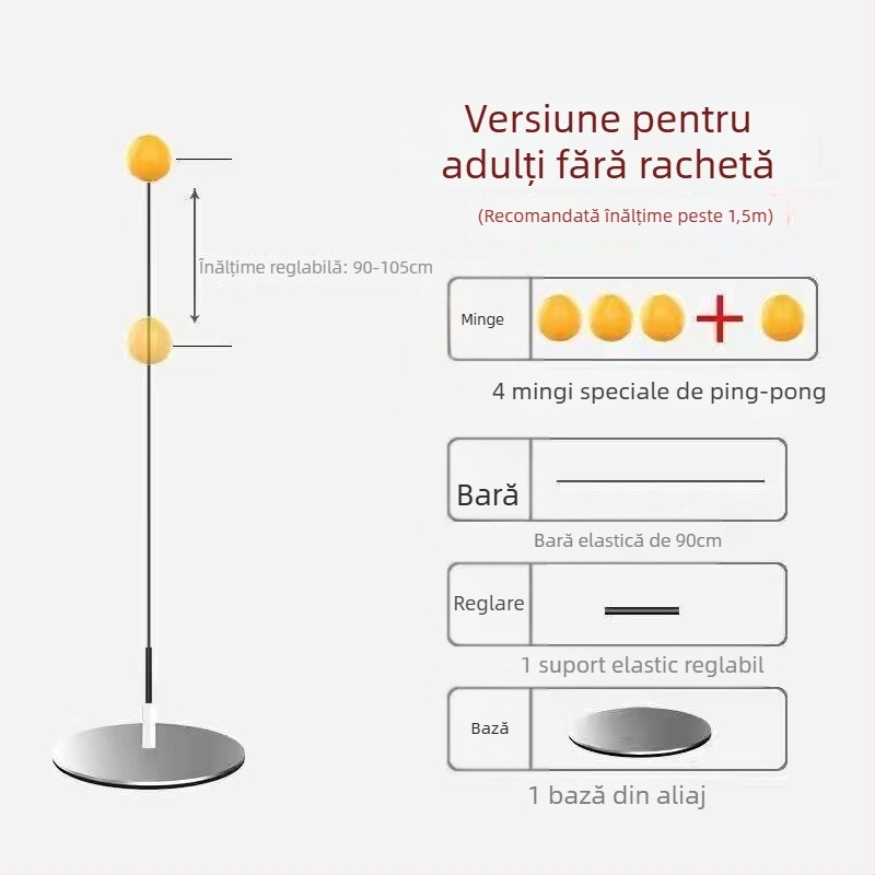 Antrenor de tenis de masă cu ax moale și minge de vedere pentru antrenament solo pentru seniori, bază metalică