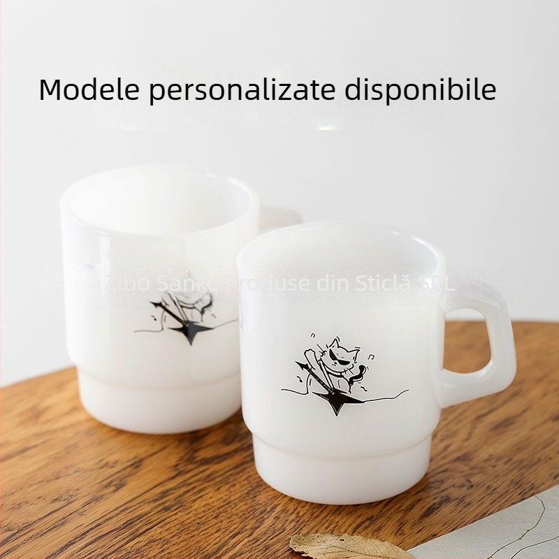 Cană din sticlă termorezistentă, stil coreean, cu mâner, fabricată manual, formă cilindrică, 300 g