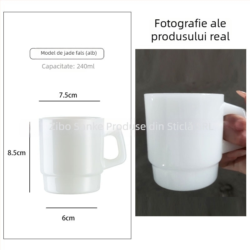 Cană din sticlă termorezistentă, stil coreean, cu mâner, fabricată manual, formă cilindrică, 300 g