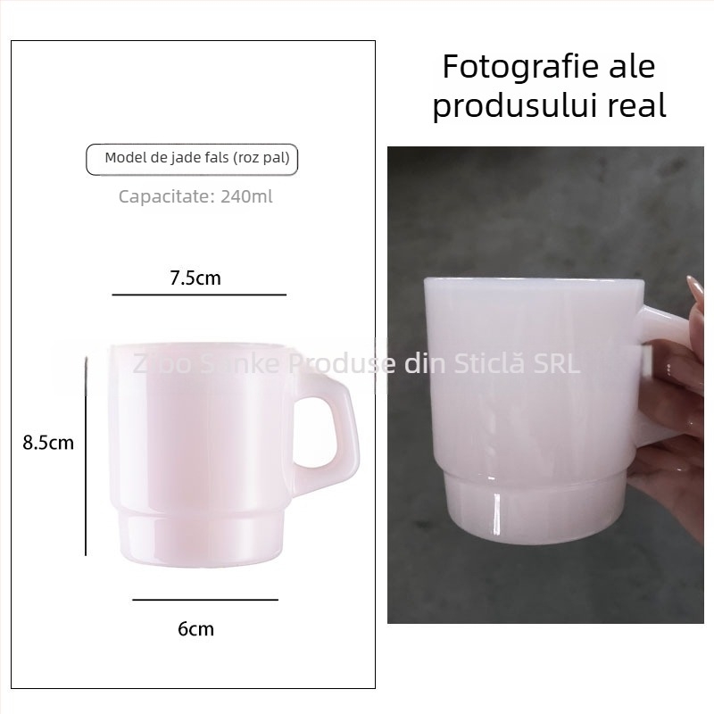 Cană din sticlă termorezistentă, stil coreean, cu mâner, fabricată manual, formă cilindrică, 300 g