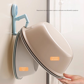Raft de depozitare cu ventuză, montat pe perete, pentru chiuvetă și cadă – plastic, ordpro, 130 g, fără găuri, stil modern