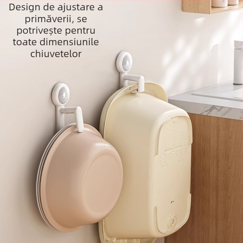 Raft de depozitare cu ventuză, montat pe perete, pentru chiuvetă și cadă – plastic, ordpro, 130 g, fără găuri, stil modern