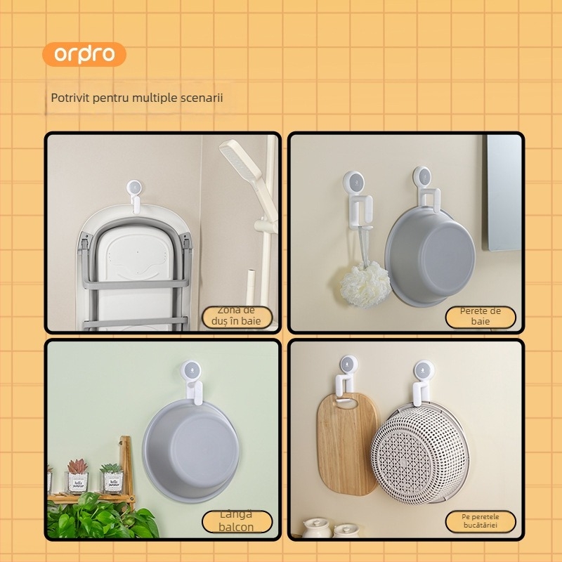 Raft de depozitare cu ventuză, montat pe perete, pentru chiuvetă și cadă – plastic, ordpro, 130 g, fără găuri, stil modern